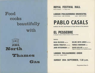 Casals, Pablo. (1876–1973) [Monteux, Pierre. (1875–1964)] Signed 1963 El Pessebre UK Premiere Concert Program