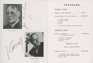 Cassadó, Gaspar. (1897–1966) & Arámbarri, Jesús. (1902–1960) & Halffter, Cristóbal. (1930–2021) Partita World Premiere Performance - Signed Concert Program