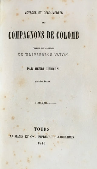 [Cézanne, Paul. (1839–1906)] Irving, Washington. (1783–1859) "Voyages et découvertes des Compagnons de Colomb." - SIGNED BOOK FROM THE LIBRARY OF PAUL CÉZANNE