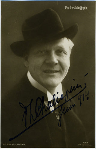 Chaliapin, Feodor. (1873–1938) Signed Photograph Postcard