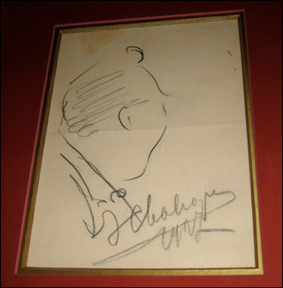 Chaliapin, Feodor. (1873–1938) Signed  Self-Portrait Drawing