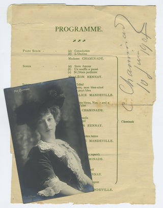 Chaminade, Cecile. (1857–1944) Signed Recital Program and Photograph