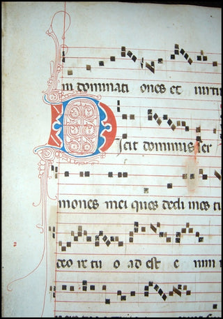 [Chant] 14th Century Illuminated Chant Leaf on Vellum