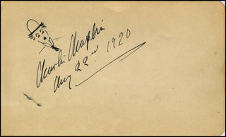 Chaplin, Charlie. (1889-1977) Signed Sketch as Tramp