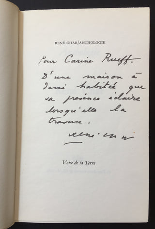 Char, René. (1907–1988) Anthologie - SIGNED