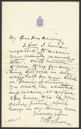 Chase, William Merritt. (1849-1916) Autograph Letter