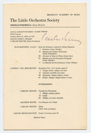 Chávez, Carlos. (1899–1978) Signed Concert Program