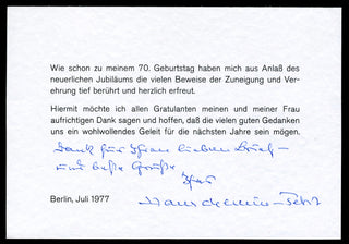 Chemin-Petit, Hans. (1902-1981) & Zeumer, Gerti. & Schiml, Marga. (b. 1945) & Laubenthal, Horst. (b. 1939) & Stamm, Harald. (b. 1938) Autograph Musical Quotation from "König Nicolo" with Autograph Note and Signed Program