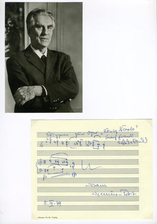 Chemin-Petit, Hans. (1902-1981) & Zeumer, Gerti. & Schiml, Marga. (b. 1945) & Laubenthal, Horst. (b. 1939) & Stamm, Harald. (b. 1938) Autograph Musical Quotation from "König Nicolo" with Autograph Note and Signed Program