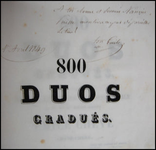 Chevé, Emile. (1804-1864) 800 Duos Gradués, INSCRIBED.