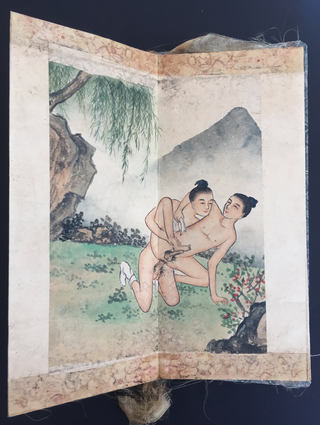 [Chinese Art] [Pillow Book] Gay Chinese Erotic Hand-Painted Accordion Book