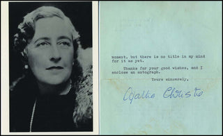 [Literature] Christie, Agatha. (1890 - 1976) Signed Letter about her writing habits