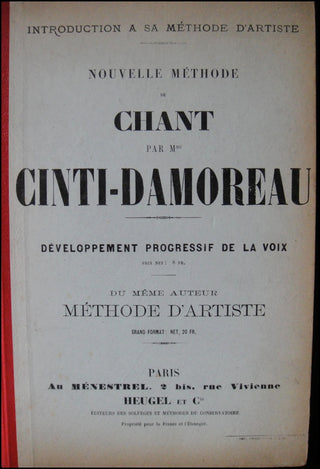 Cinti-Damoreau, Laure. (1801-1863) Développement Progressif de la Voix.  Nouvelle Méthode de Chant