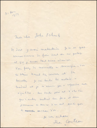 Cocteau, Jean. (1889–1963) Autograph Letter