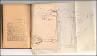 Cocteau, Jean. (1889–1963) "Joueur de Tennis" - Original Drawing, bound into Signed Presentation Copy of "Opera. Oeuvres poétiques 1925-1927."