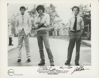 [The Coen Bros.] Coen, Joel. (b. 1954) & Coen, Ethan. (b. 1957) "Blood Simple" - Signed Promotional Photograph