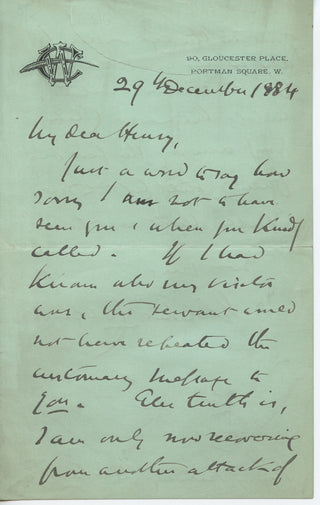 Collins, Wilkie. (1824–1889) [Dickens, Henry Fielding. (1849–1933)] Autograph Letter Signed