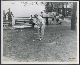 Como, Perry. (1912-2001) Four Signed Photographs Playing Golf