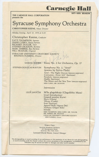 [American Composers] Copland, Aaron. (1900–1990) & Barber, Samuel. (1910–1981) & Glass, Philip. (b. 1937) & Adams, John. (b. 1947) & Sessions, Roger. (1896–1985) & Ward, Robert. (1917–2013) & Rorem, Ned. (b. 1923) & Diamond, David. (1915–2005) & Floyd, Ca