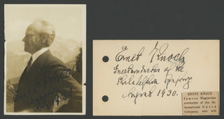 [Wagnerian Conductors] Knoch, Ernst. (1875-1959) & Damrosch, Walter. (1862-1950) & Bodansky, Artur. (1877-1939) & Stiedry, Fritz. (1883-1968) & Mottl, Felix. (1856-1911) & Stock, Frederick. (1872-1942) Autograph Signatures from Six Great Wagnerian Conduct