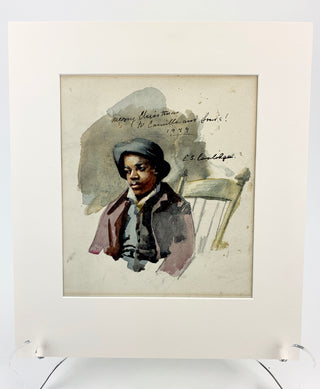 Coolidge, Elizabeth Sprague. (1864–1953) [Speyer, Louis-Marius. (1890 - 1980)] Portrait of a boy - Signed Watercolor to Camille and Louis Speyer