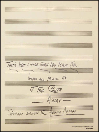 Coots, J. Fred. (1897-1985) "That's What Little Girls are Made For" - Autograph Song Manuscript