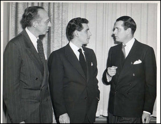 Copland, Aaron. (1900–1990) Original Photograph with Bernstein and Olivier