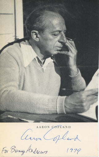 Copland, Aaron. (1900–1990) Signed photograph