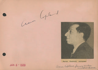 Copland, Aaron. (1900–1990) Autograph Signature