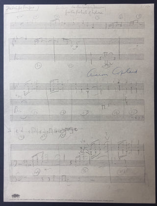 Copland, Aaron. (1900–1990) Fanfare for the Common Man - Signed Facsimile Sketch with MacDowell Colony Book