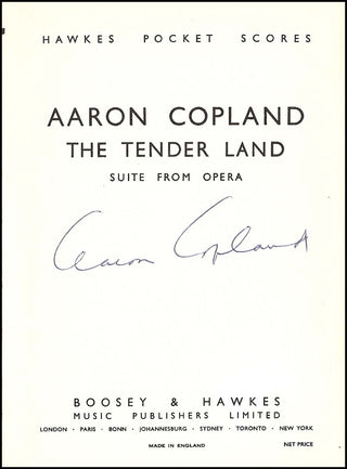 Copland, Aaron. (1900–1990) Signed Score, "The Tender Land."