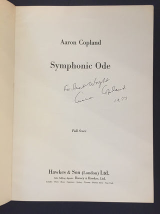 Copland, Aaron. (1900–1990) Symphonic Ode - SIGNED SCORE