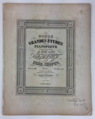 [Cortot, Alfred. (1877–1962)] Chopin, Frédéric. (1810–1849) Douze Grandes Études [...] op. 10 - From the Collection of Alfred Cortot