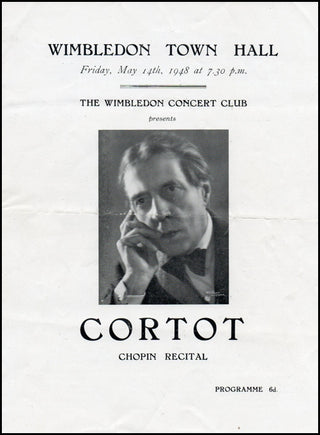 Cortot, Alfred. (1877–1962) Chopin Recital Program