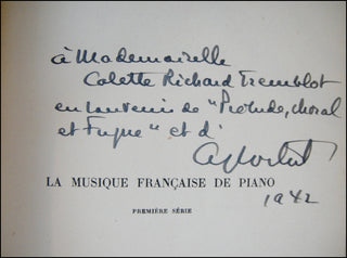 Cortot, Alfred. (1877–1962) La Musique Francaise De Piano [Premiere serie], SIGNED