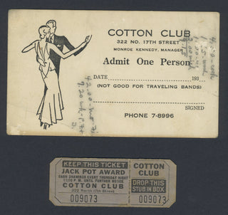 [Cotton Club] Original Cotton Club Invitation and Ticket