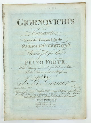 Cramer, Johann Baptist. (1771–1858) & Giornovichi, Giovanni (?1747–1804) & Schwarz, Charles (?–?)  Collection of 15 first and early editions for piano