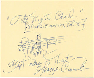 [American Avant-garde] Crumb, George. (1929-2022) Autograph Musical Quotation, "The Mystic Chord (Makrokosmos, Vol. II.)"