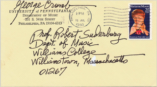 Crumb, George. (1929-2022) Two Autograph Letters Signed