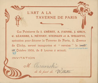 [French Art] [Curnonsky. (1872–1956)] [Toulouse-Lautrec, Henri de. (1864–1901)] [Monet, Claude. (1840–1926)] [Willette, Adolphe. (1857–1926)] [Faure, Jean-Baptiste. (1830–1914)] Bofa, Gus. (1883–1968) & Bonnat, Léon. (1833–1922) & Weiluc, Lucien-Henri. (1