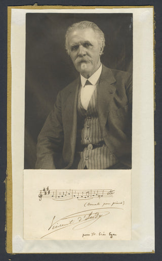 d'Indy, Vincent. (1851–1931) Autograph Musical Quotation with Original Photograph