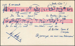 [20th Century Composer Musical Quotations] Dallapiccola, Luigi. (1904–1975) "Goethe Lieder"- Autograph Musical Quotation