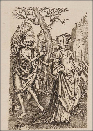 [Dance of Death] Leyden, Lucas van. (1494 - 1533) [AFTER] Death with an Hourglass Pursuing a Noble Lady