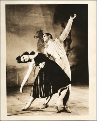 [Ballet Russe de Monte Carlo] Danilova, Alexandra. (1903–1997); Massine, Léonide. (1896–1979); Riabouchinska, Tatiana. (1917–2000) Three Original Photographs from "Le Beau Danube."