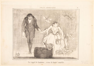 Daumier, Honoré. (1808–1879) "Un rappel de chanteuse, scène de haute comédie" - 1857 Lithograph