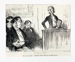 Daumier, Honoré. (1808–1879) Une soirée musicale - Grand air italien chanté par un amateur français.