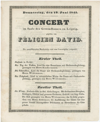 [David, Félicien. (1810-1876)] Original 1845 Program