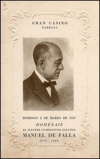 Falla, Manuel de. (1876-1946).  Original 1946 Program