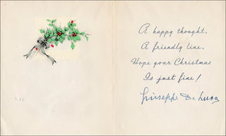 De Luca, Giuseppe. (1876 - 1950) Signed Christmas Card