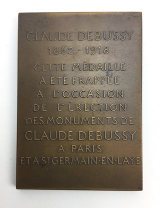 Debussy, Claude. (1862–1918) Portrait Medal Plaquette